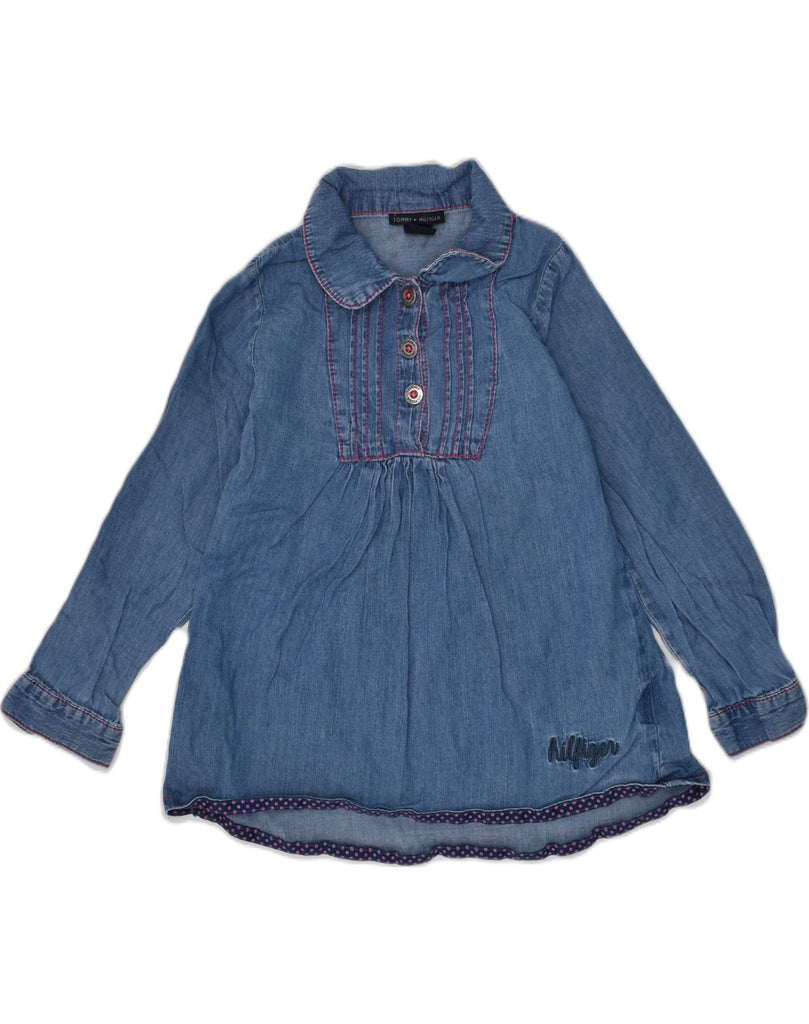 TOMMY HILFIGER Girls Denim Shirt 2-3 Years Blue Cotton | Vintage Tommy Hilfiger | Thrift | Second-Hand Tommy Hilfiger | Used Clothing | Messina Hembry 