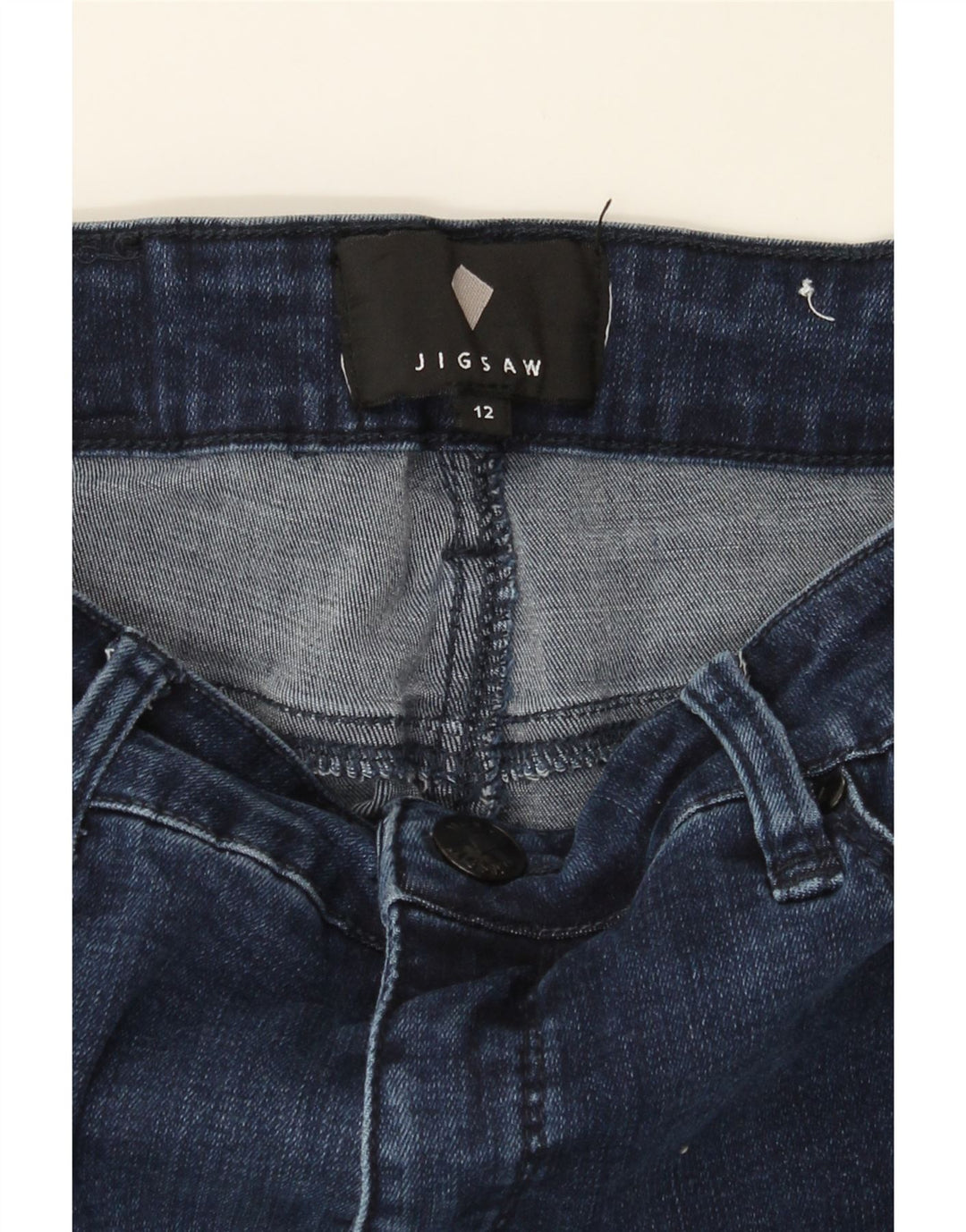 JIGSAW Womens Slim Jeans UK 12 Medium W28 L27 Navy Blue Cotton Vintage Jigsaw and Second-Hand Jigsaw from Messina Hembry 