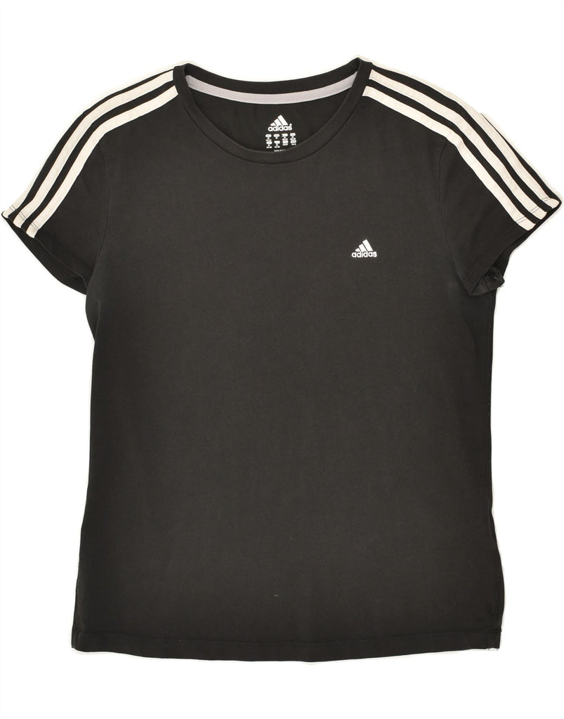 ADIDAS Womens T-Shirt Top UK 12/14 Medium Black Cotton | Vintage Adidas | Thrift | Second-Hand Adidas | Used Clothing | Messina Hembry 