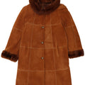 Vintage Womens Shearling Coat IT 46 Large Brown Leather