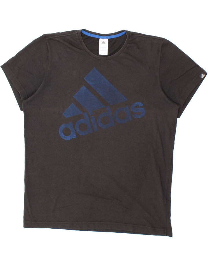 ADIDAS Mens Graphic T-Shirt Top Large Black Cotton Vintage Adidas and Second-Hand Adidas from Messina Hembry 