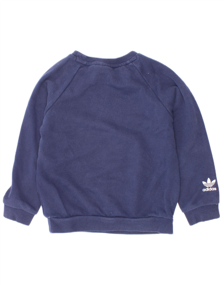 Adidas Boys Graphic Sweatshirt Jumper 3-4 Years Navy Blue Cotton