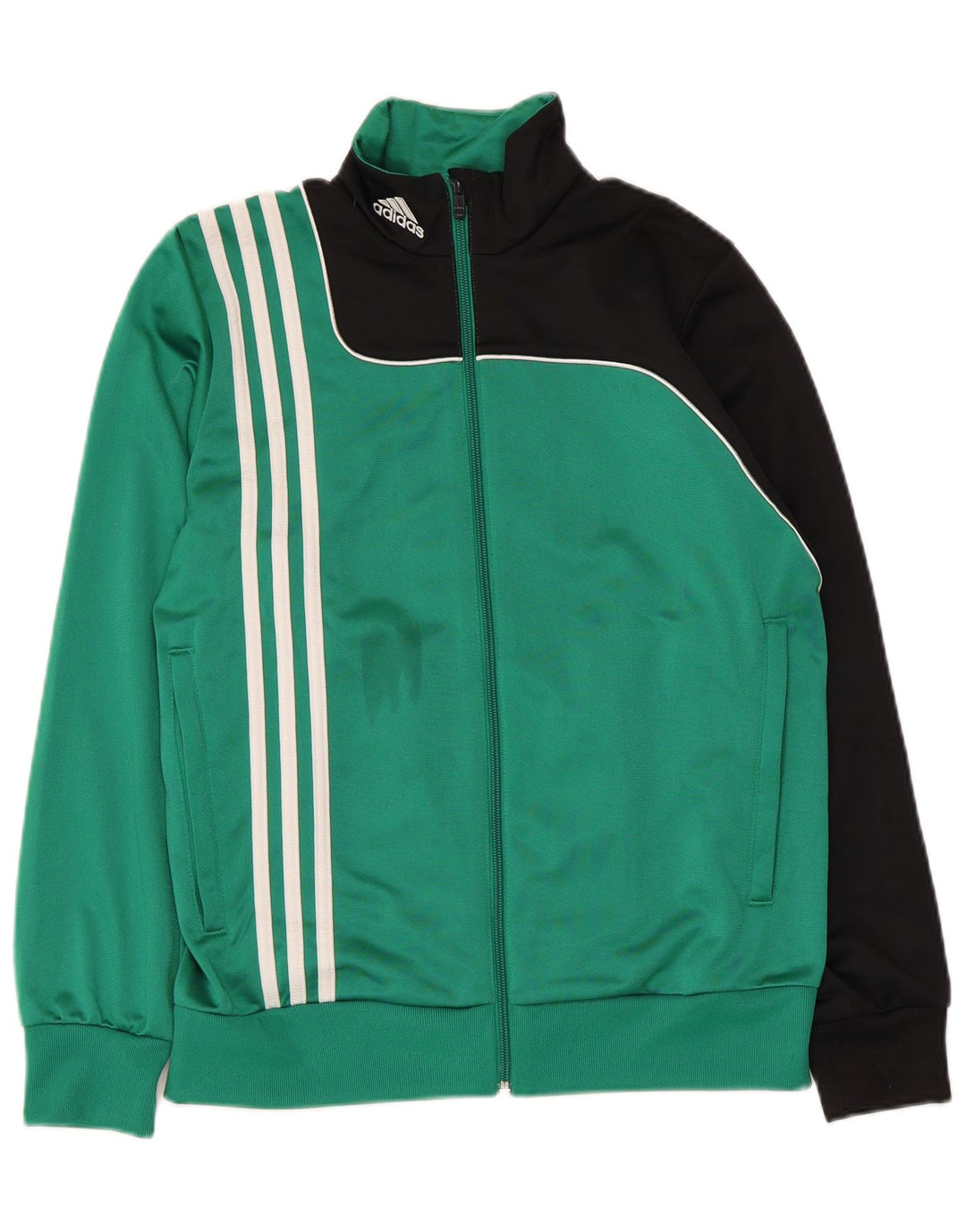 Adidas Boys Tracksuit Top Jacket 13-14 Years Green Colourblock