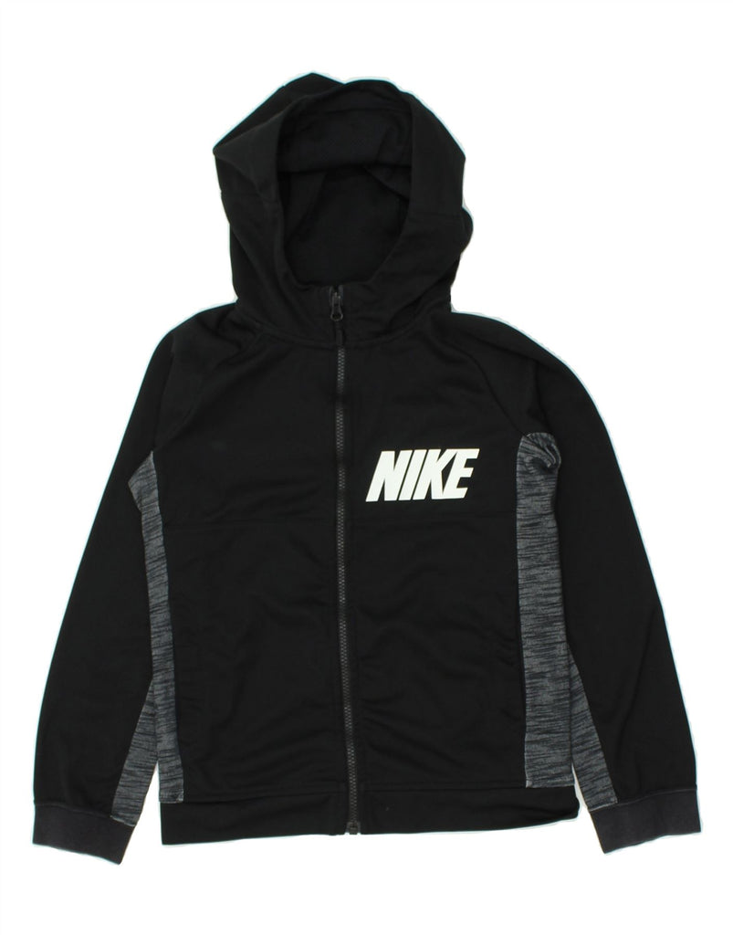 NIKE Girls Graphic Zip Hoodie Sweater 10-11 Years Medium Black Colourblock | Vintage Nike | Thrift | Second-Hand Nike | Used Clothing | Messina Hembry 