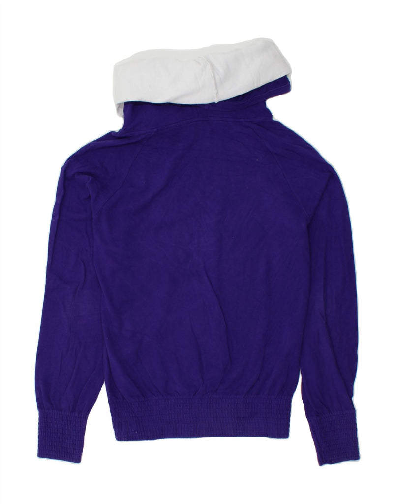 ADIDAS Womens Graphic Roll Neck Sweatshirt Jumper EU 44 Large Navy Blue | Vintage Adidas | Thrift | Second-Hand Adidas | Used Clothing | Messina Hembry 