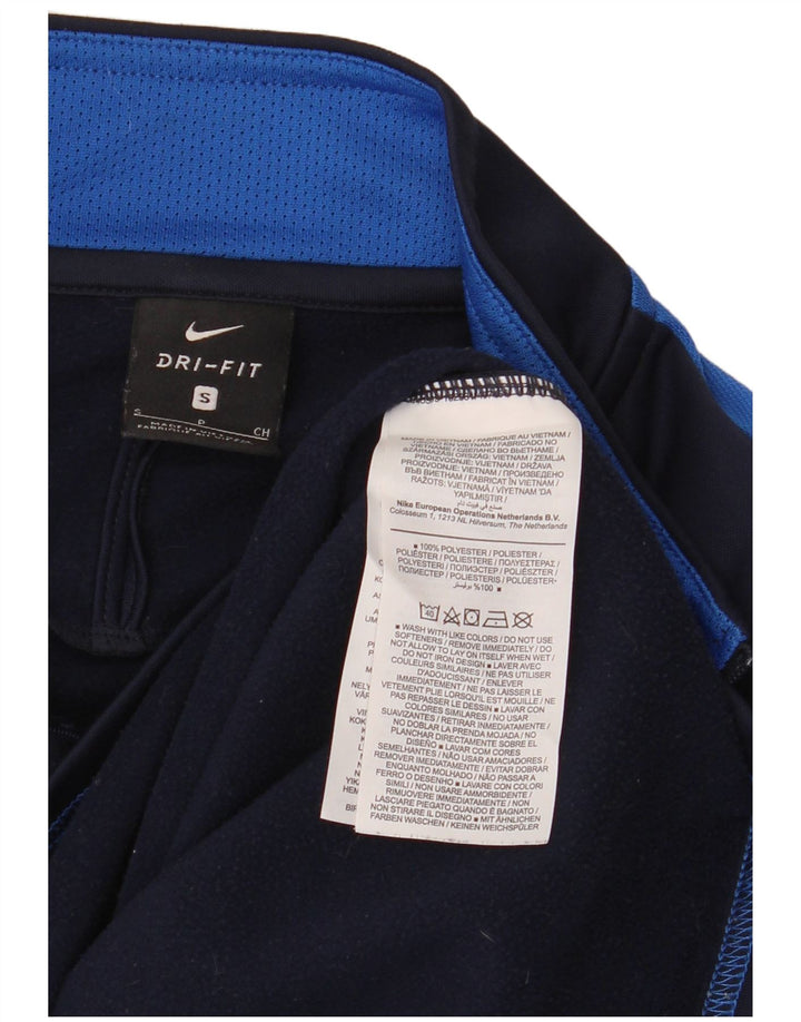 NIKE Mens Dri Fit Pullover Tracksuit Top Small Navy Blue Colourblock