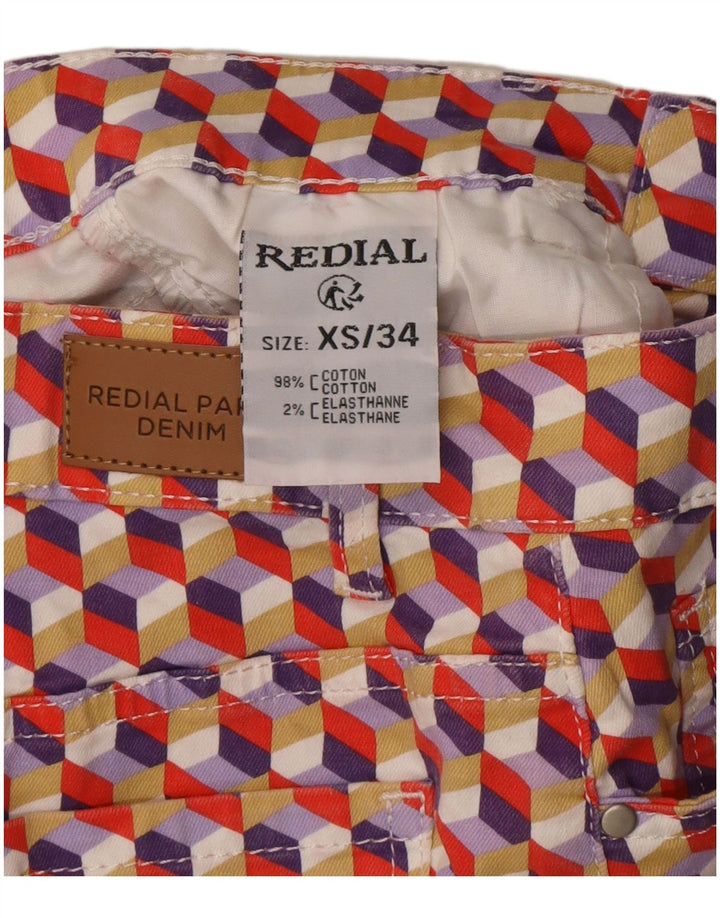 Redial Womens Denim Skirt EU 34 XS W26  Multicoloured Geometric Cotton