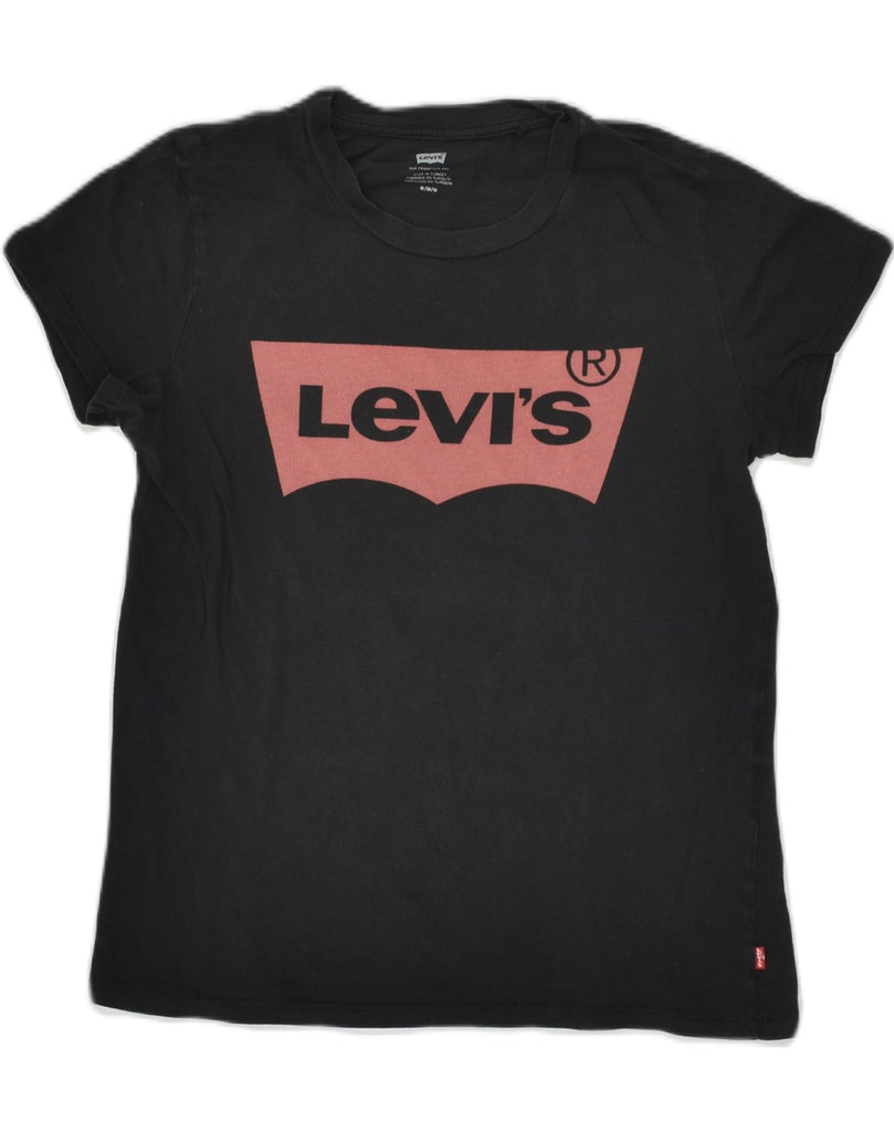 LEVI'S Womens Graphic T-Shirt Top UK 12 Medium Black Cotton | Vintage Levi's | Thrift | Second-Hand Levi's | Used Clothing | Messina Hembry 