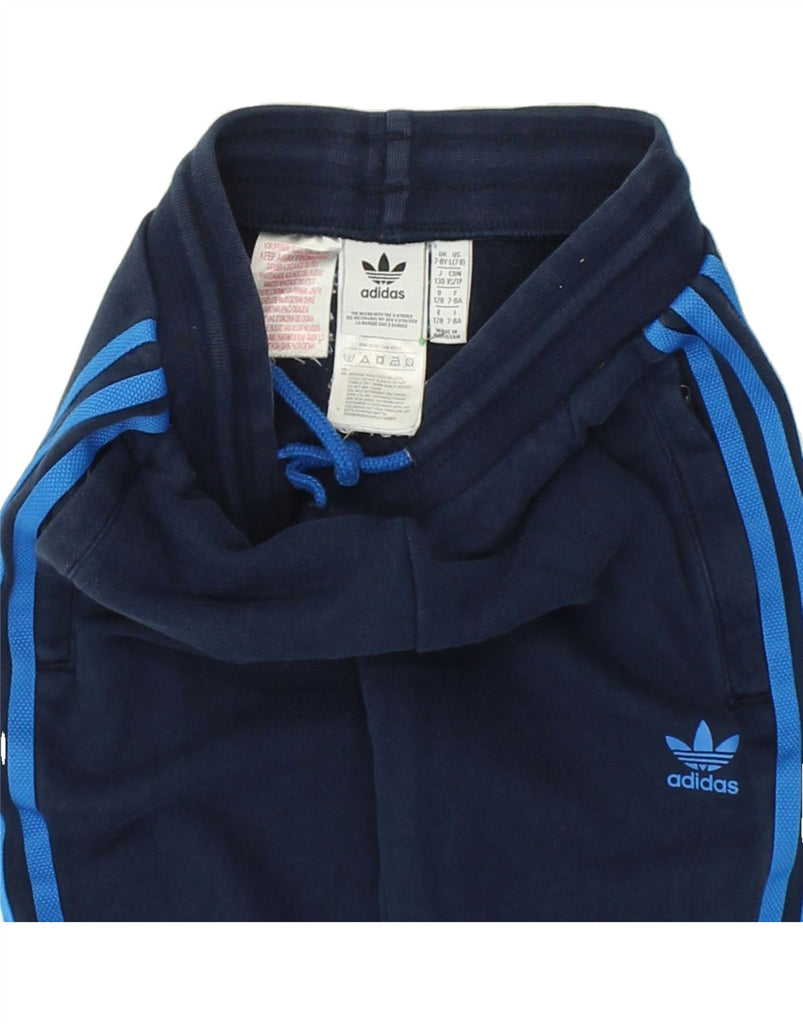 ADIDAS Boys Tracksuit Trousers Joggers 7-8 Years Navy Blue Cotton | Vintage Adidas | Thrift | Second-Hand Adidas | Used Clothing | Messina Hembry 