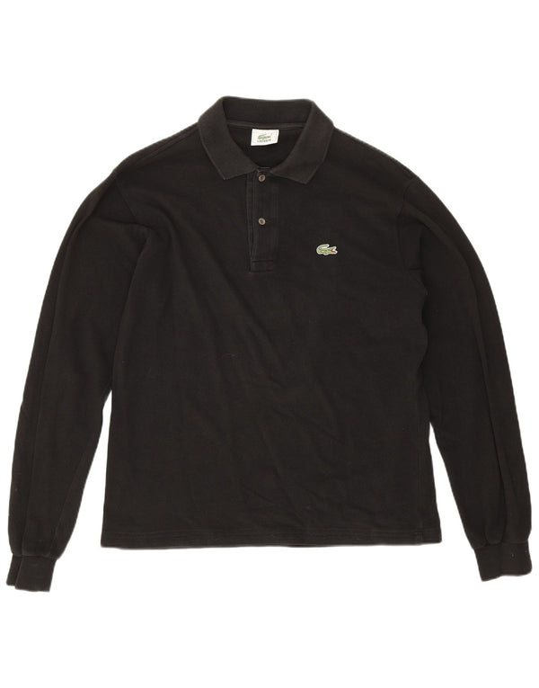 Lacoste Mens Long Sleeve Polo Shirt Size 4 Medium Black Cotton