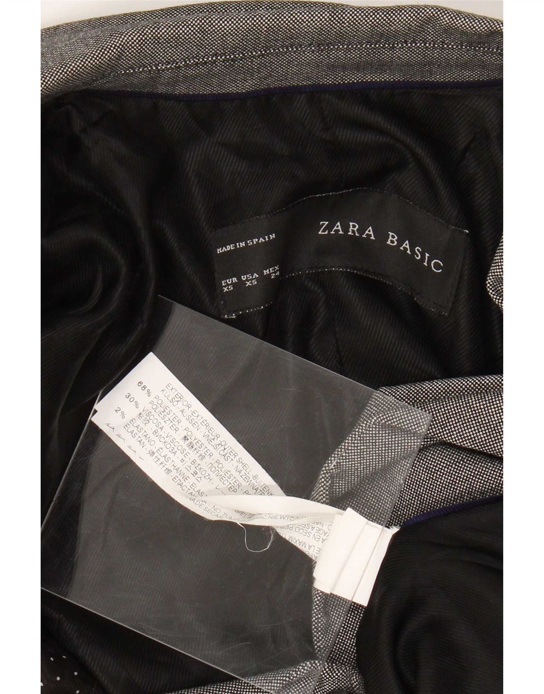 Zara Womens 1 Button Blazer Jacket UK 6 XS Grey Polyester