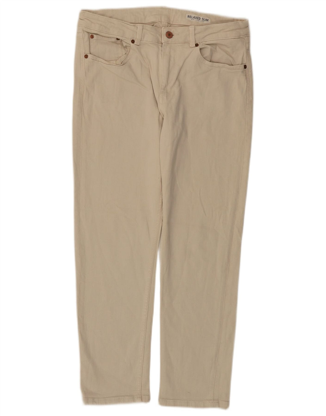 Marks & Spencer Womens Relaxed Fit Slim Jeans UK 12 Medium W30 L26 Beige