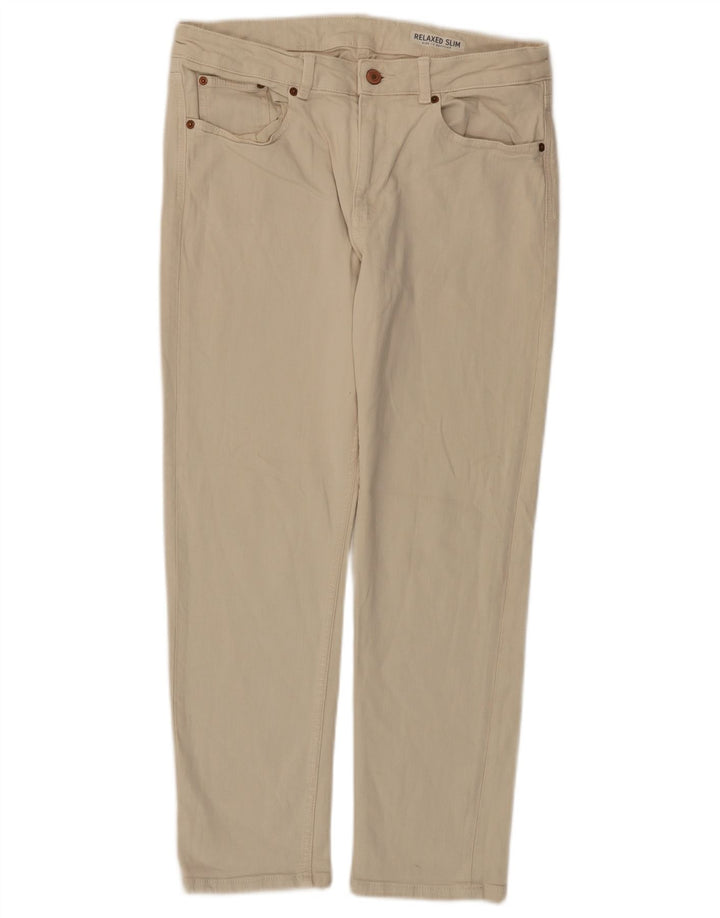 Marks & Spencer Womens Relaxed Fit Slim Jeans UK 12 Medium W30 L26 Beige