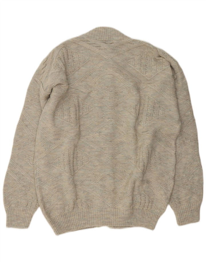 Vintage Mens Cardigan Sweater IT 52 Large Grey Wool