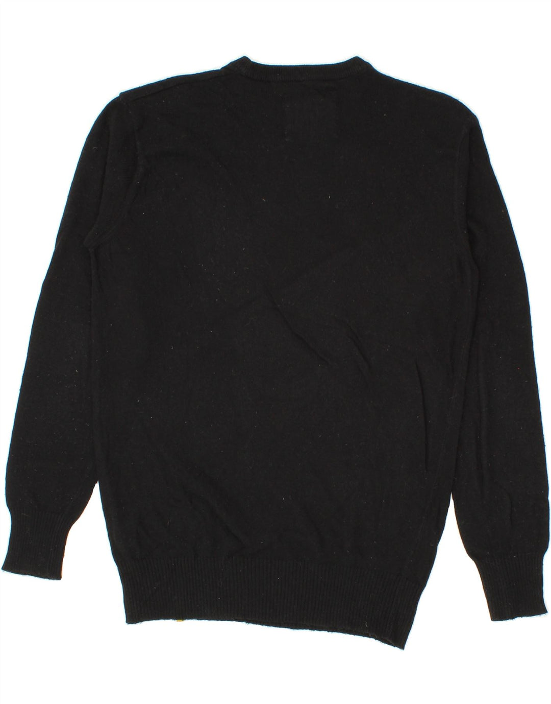 MELTIN' POT Mens Graphic Boat Neck Jumper Sweater Small Black Viscose Vintage Meltin' Pot and Second-Hand Meltin' Pot from Messina Hembry 