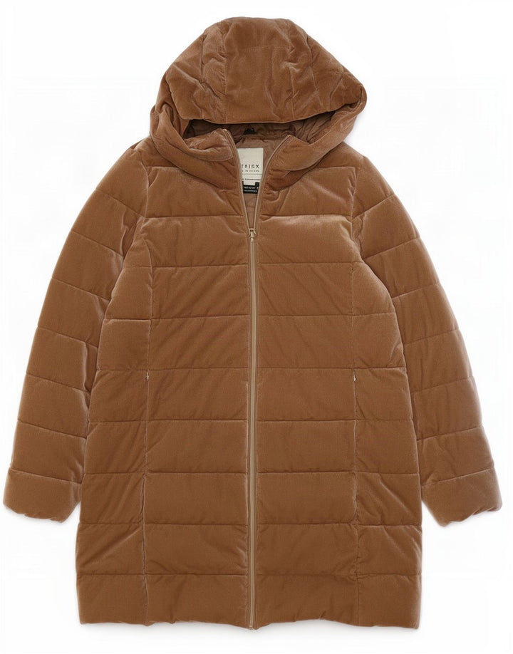 Geox Womens Respira Hooded Padded Coat UK 16 Large Brown Polyester