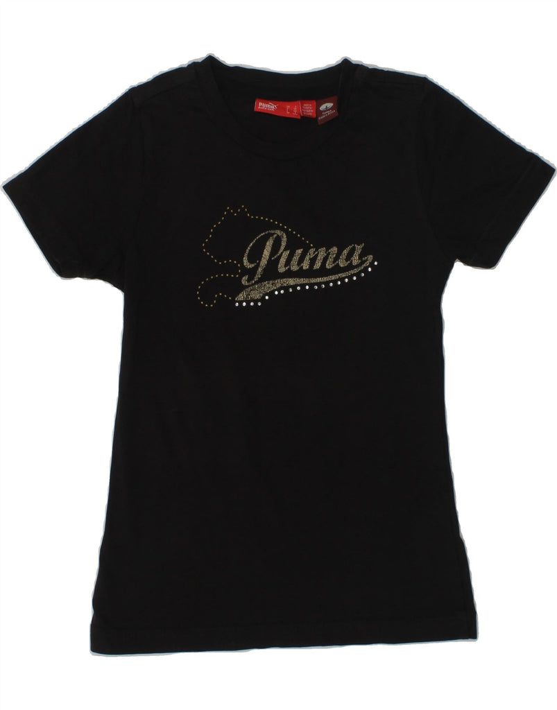 PUMA Girls Graphic T-Shirt Top 7-8 Years Small Black | Vintage Puma | Thrift | Second-Hand Puma | Used Clothing | Messina Hembry 