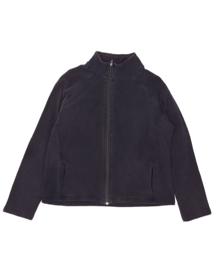 Marks & Spencer Womens Tracksuit Top Jacket UK 14 Large Navy Blue Cotton