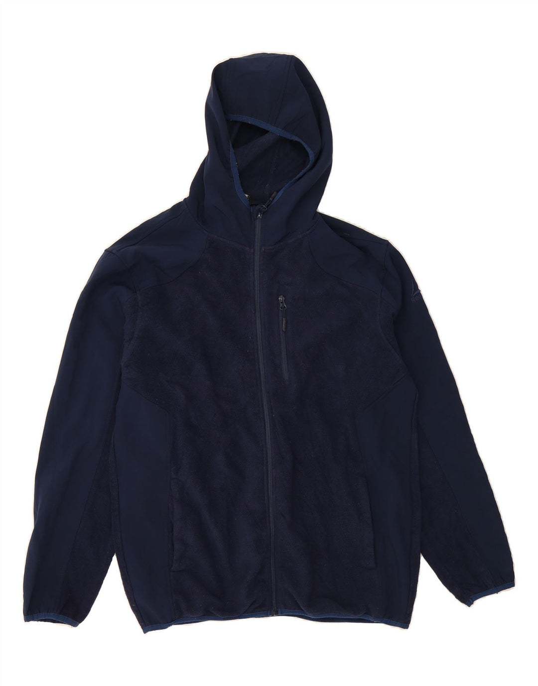 REEBOK Mens Hooded Fleece Jacket UK 42 XL Navy Blue Polyester Vintage Reebok and Second-Hand Reebok from Messina Hembry 