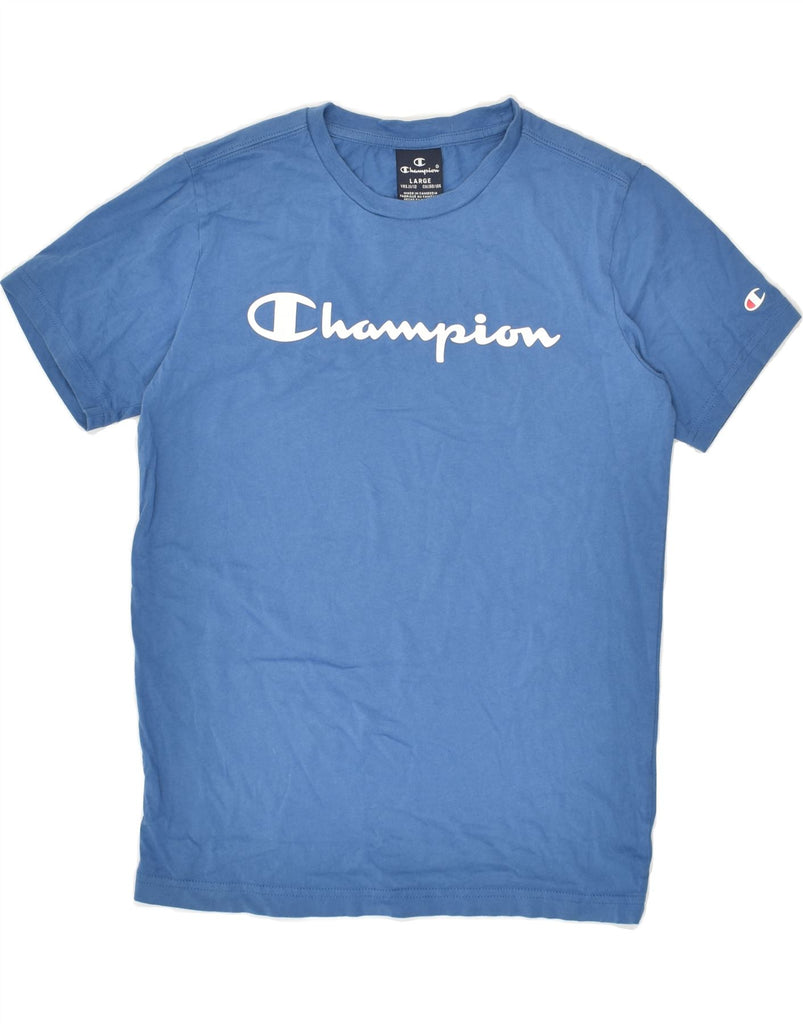 CHAMPION Boys Graphic T-Shirt Top 11-12 Years Large Blue Cotton | Vintage Champion | Thrift | Second-Hand Champion | Used Clothing | Messina Hembry 