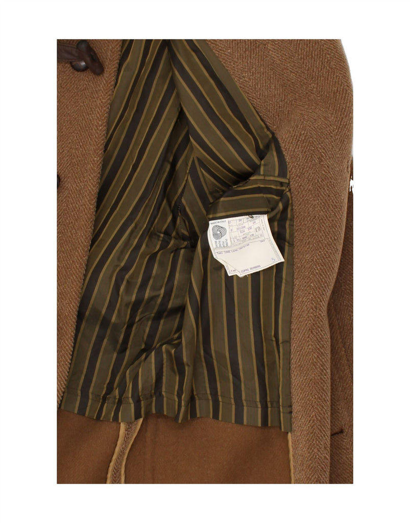 VINTAGE Mens Duffle Coat IT 46 Small Brown Herringbone Virgin Wool | Vintage Vintage | Thrift | Second-Hand Vintage | Used Clothing | Messina Hembry 