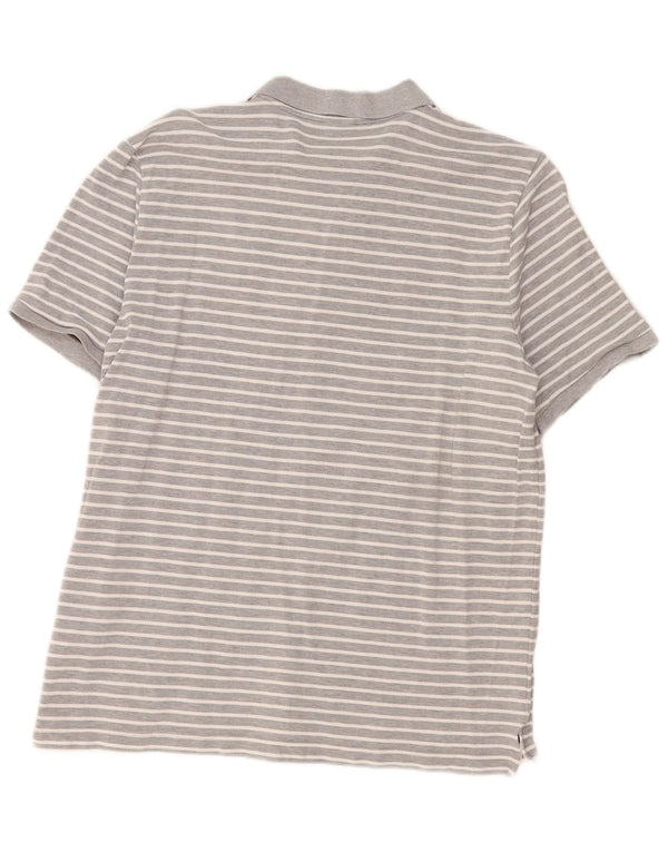Nike Mens Polo Shirt XL Grey Striped Cotton