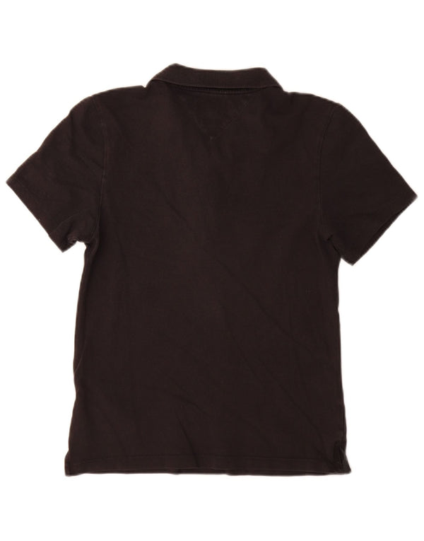 Tommy Hilfiger Womens Slim Polo Shirt UK 14 Large Black Cotton