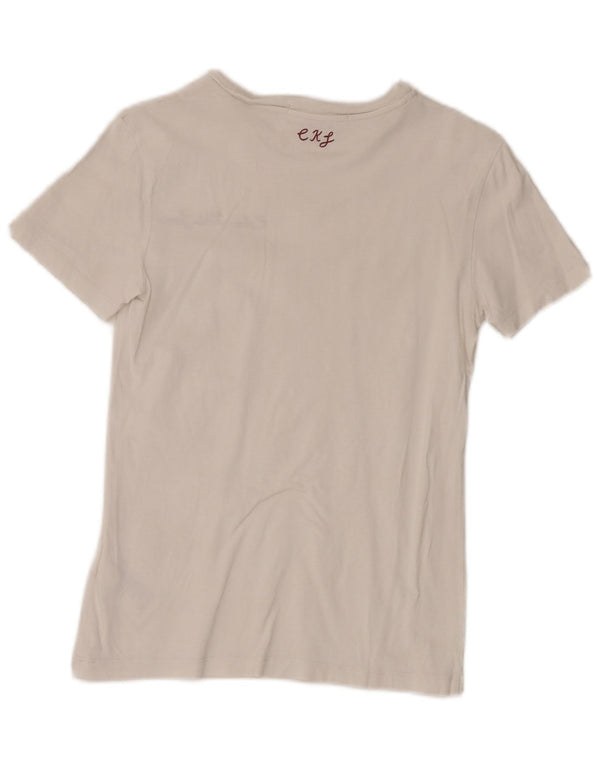Calvin Klein Jeans Womens T-Shirt Top UK 8 Small White Cotton