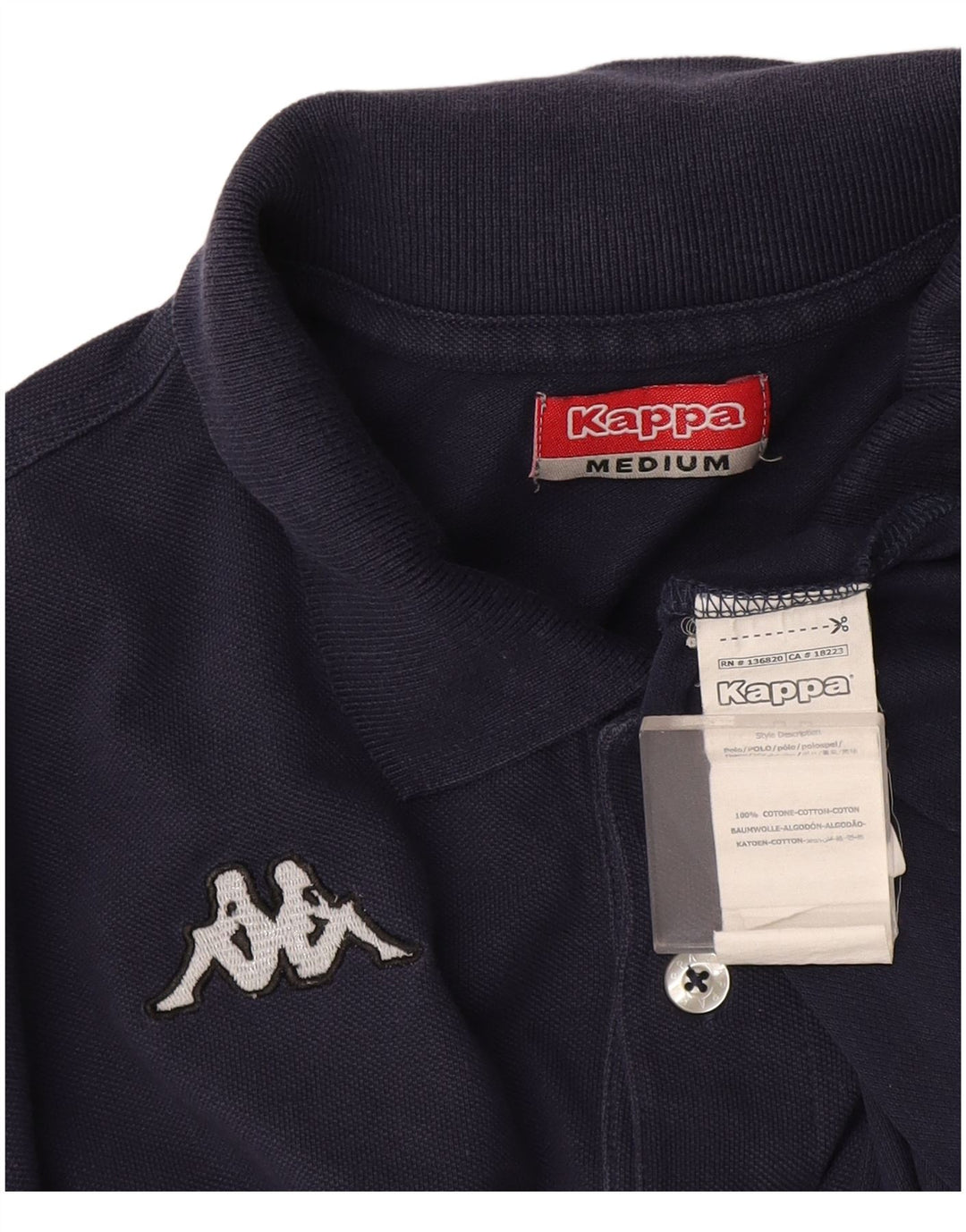 Kappa Mens Polo Shirt Medium Navy Blue Cotton