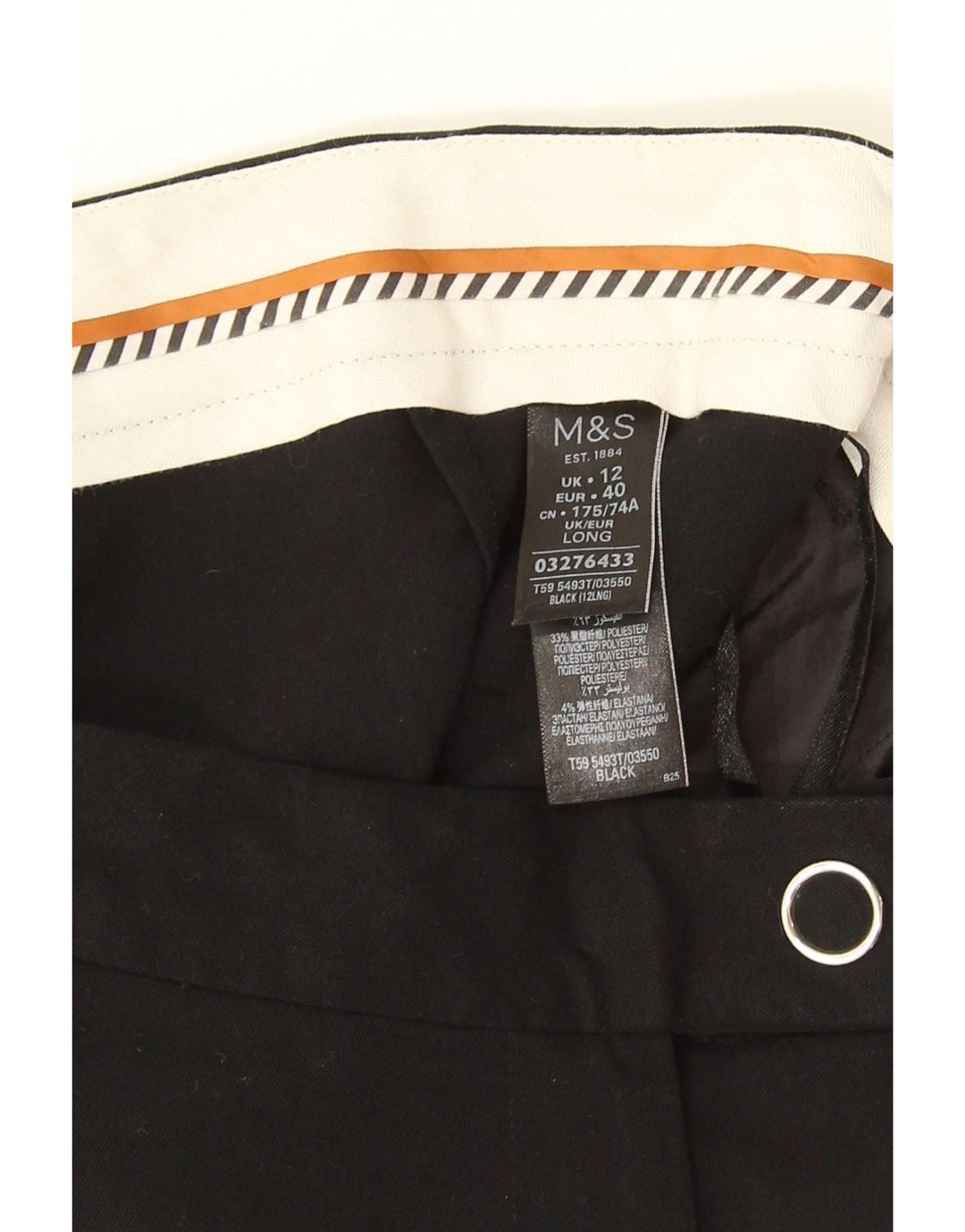 Marks & Spencer Womens Straight Suit Trousers UK 12 Medium W32 L32 Black