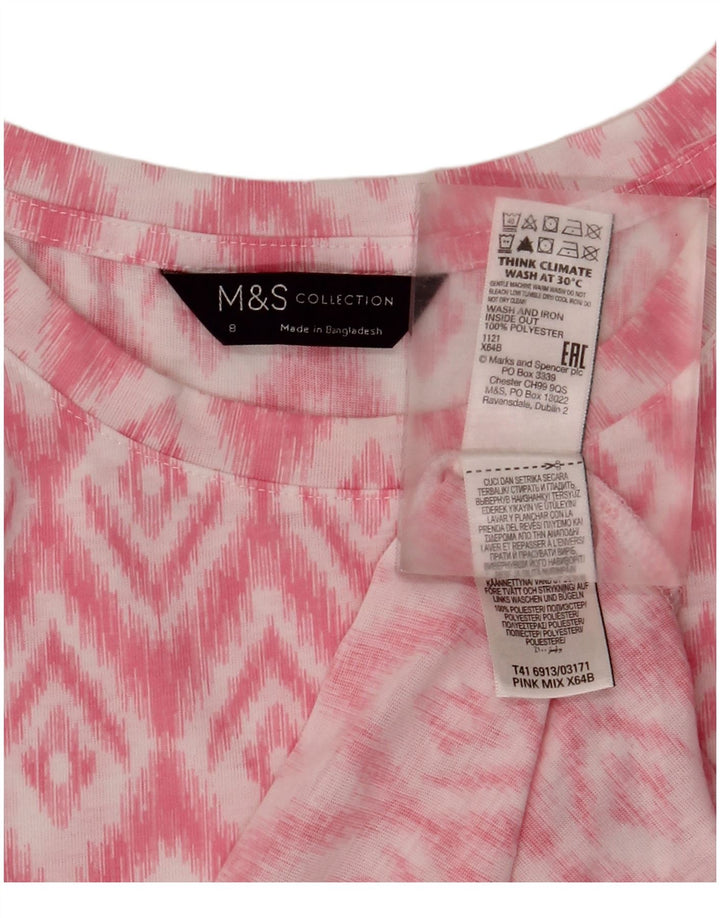 Marks & Spencer Womens Sleeveless Blouse Top UK 8 Small Pink Ikat Polyester