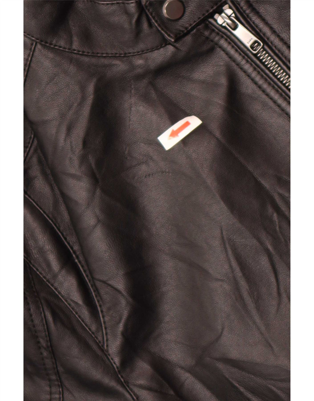 Zara Mens Faux Leather Bomber Jacket UK 40 Large Black Polyester