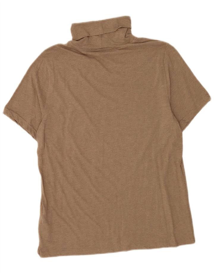 J. Crew Womens Roll Neck Blouse Top UK 14 Large Brown Cotton