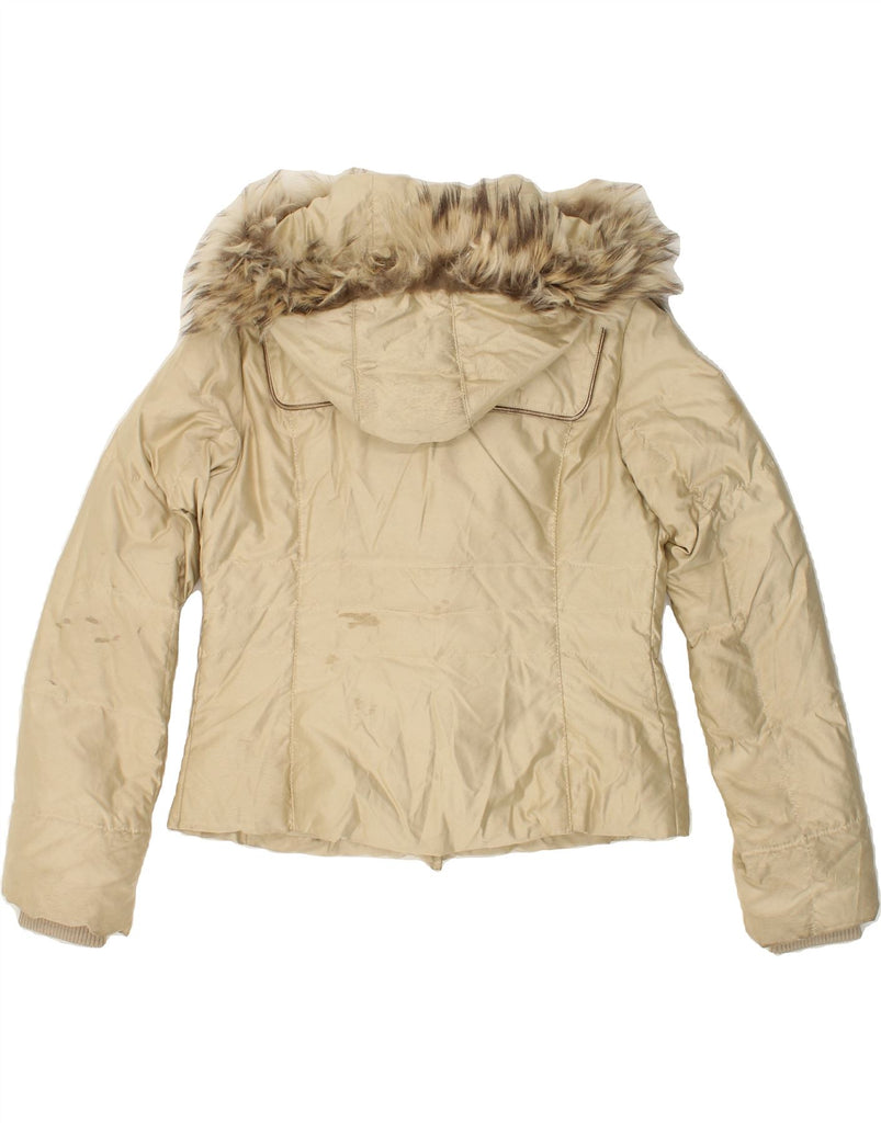 FAY Womens Hooded Padded Jacket UK 14 Medium Beige | Vintage Fay | Thrift | Second-Hand Fay | Used Clothing | Messina Hembry 