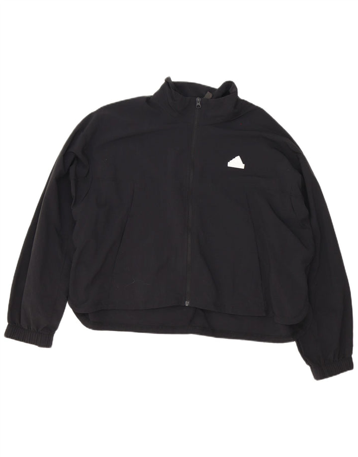 Adidas Womens Oversized Tracksuit Top Jacket UK 12/14 Medium Black