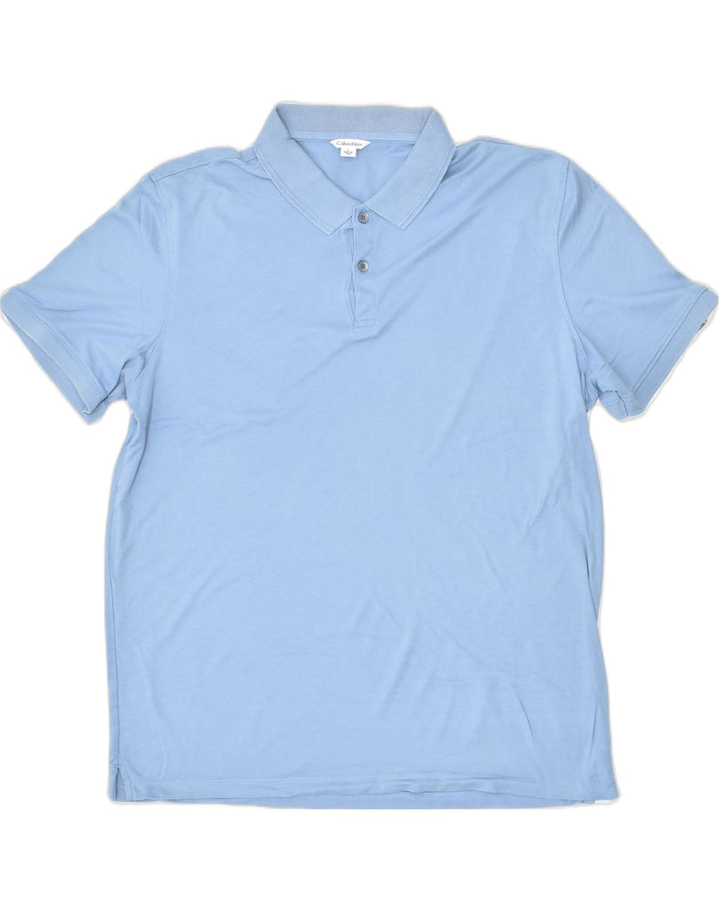 CALVIN KLEIN Mens Polo Shirt Large Blue Cotton | Vintage Calvin Klein | Thrift | Second-Hand Calvin Klein | Used Clothing | Messina Hembry 