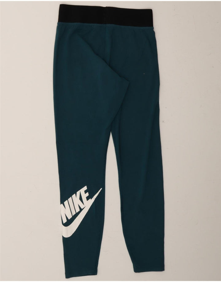 NIKE Womens Graphic Leggings UK 12 Medium  Navy Blue Cotton Vintage Nike and Second-Hand Nike from Messina Hembry 