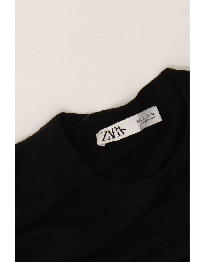 Zara Womens Crew Neck Jumper Sweater UK 16 Large Black