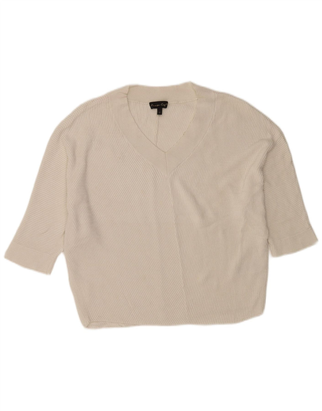 Phase Eight Womens Oversized Crop V-Neck Jumper Sweater UK 10 Small White