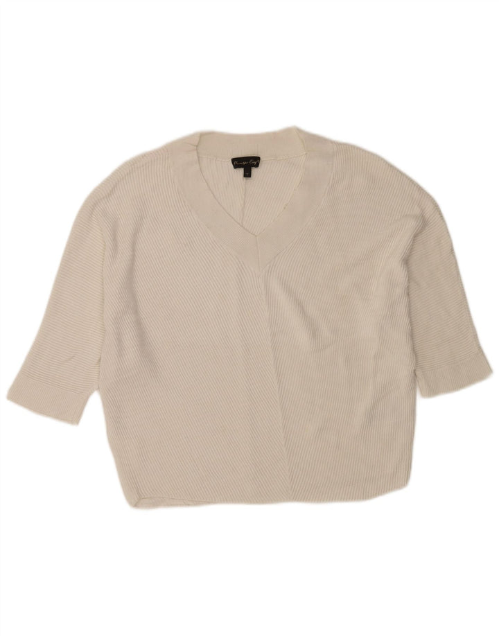 Phase Eight Womens Oversized Crop V-Neck Jumper Sweater UK 10 Small White