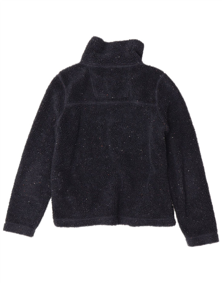 Fat Face Womens Zip Neck Fleece Jumper UK 8 Small Navy Blue Polyester