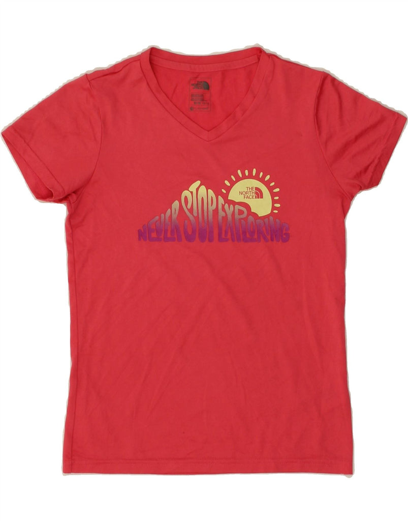 THE NORTH FACE Girls Graphic T-Shirt Top 10-11 Years Medium  Pink Vintage The North Face and Second-Hand The North Face from Messina Hembry 