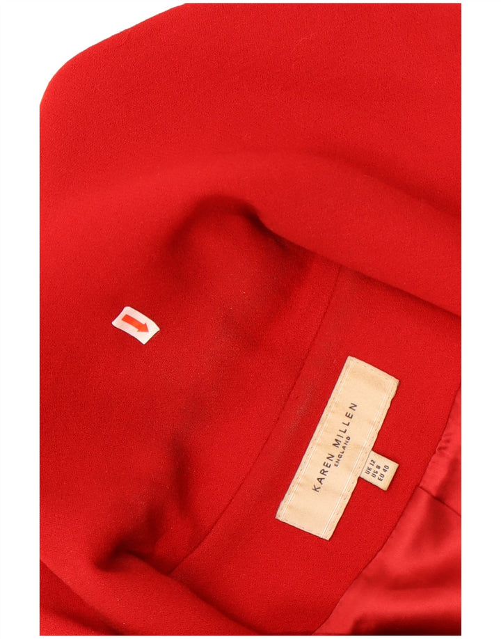 Karen Millen Womens 3 Button Blazer Jacket UK 12 Medium Red Wool