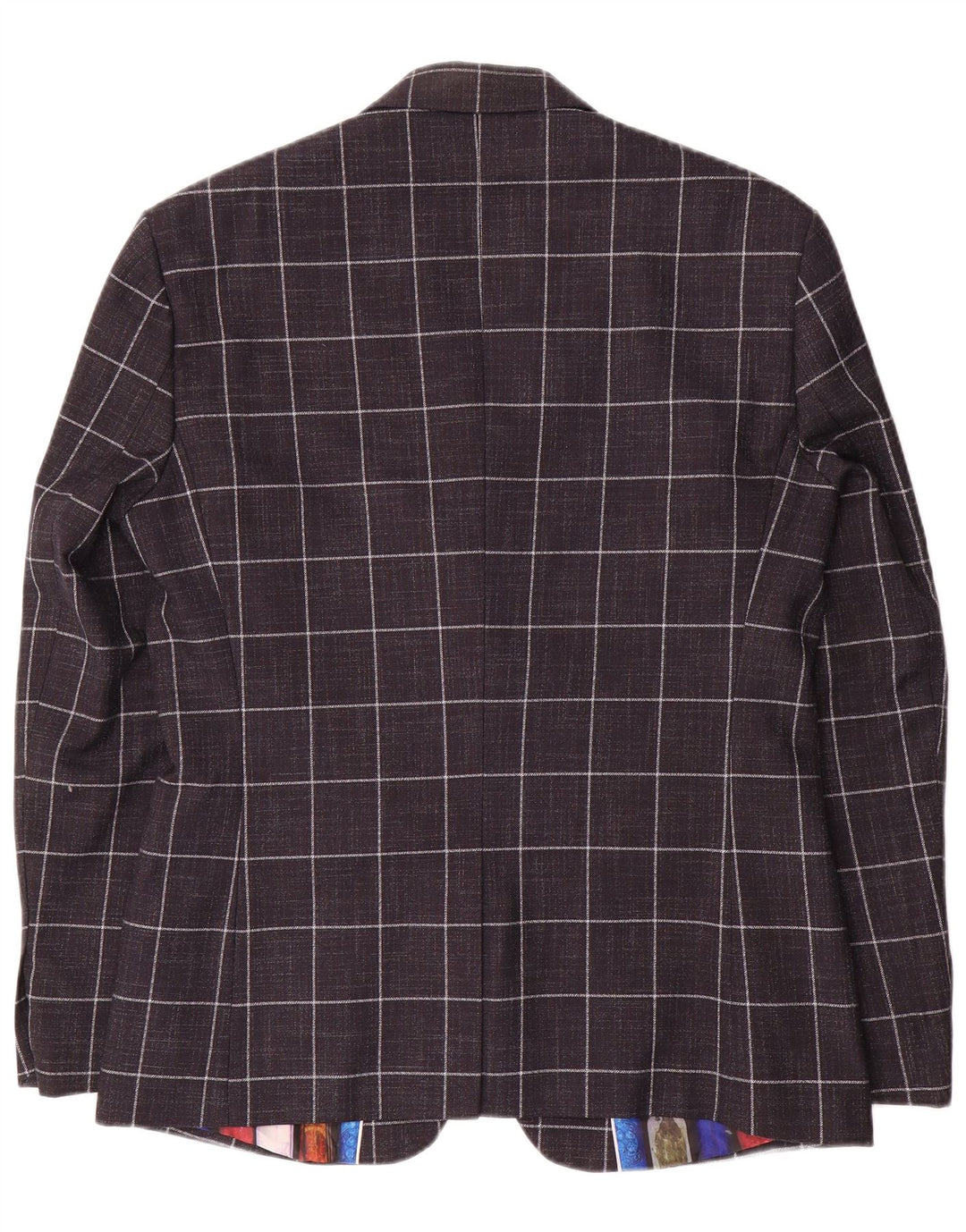 Cavani Mens 2 Button Blazer Jacket UK 42 XL Navy Blue Check Polyester