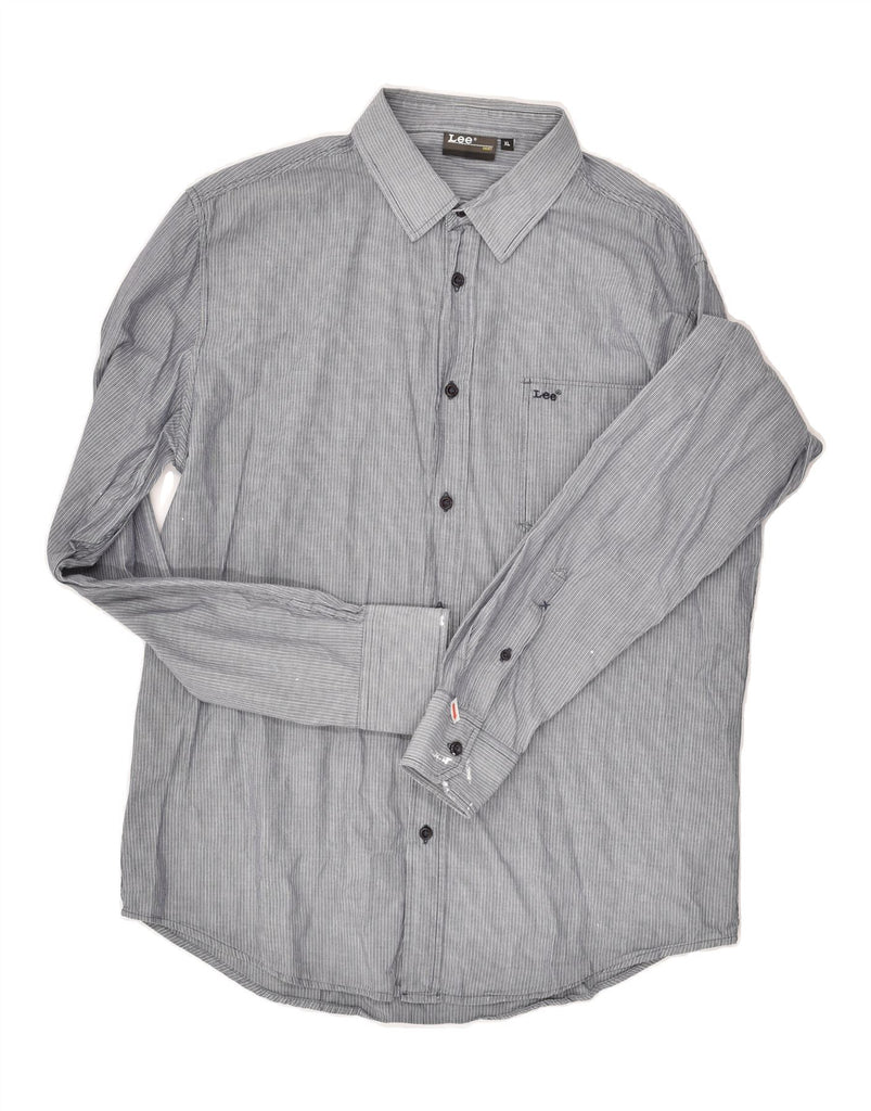 LEE Mens Shirt XL Grey Striped Cotton | Vintage Lee | Thrift | Second-Hand Lee | Used Clothing | Messina Hembry 