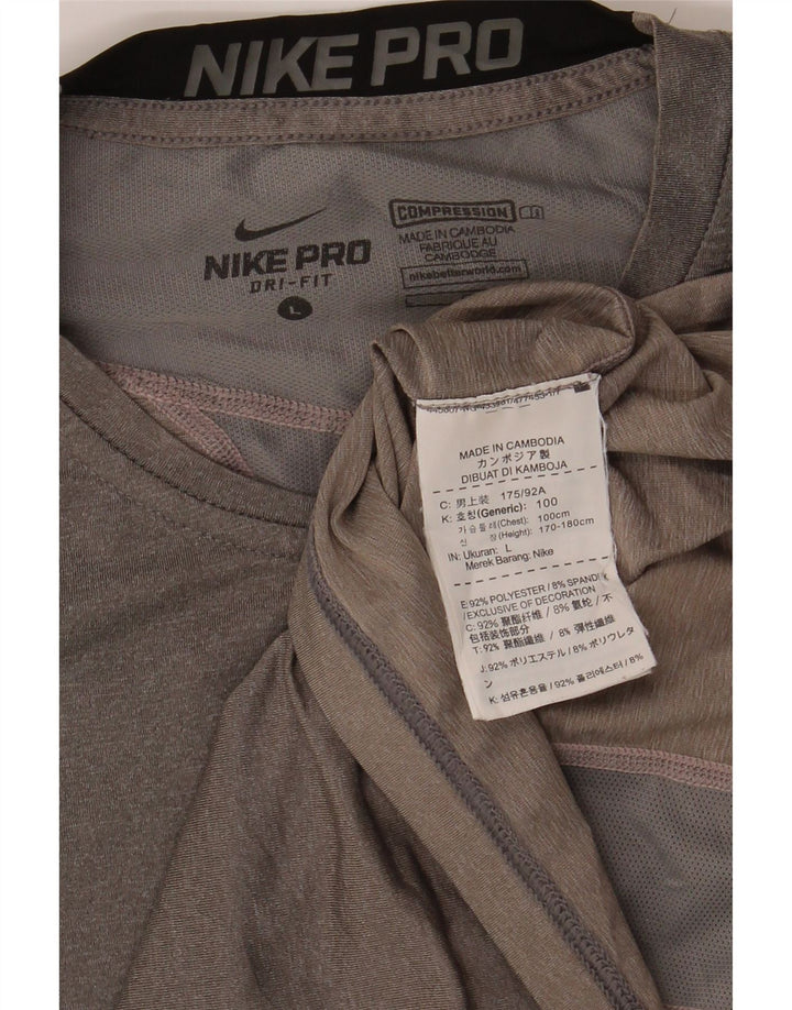 Nike Womens Dri Fit T-Shirt Top UK 14 Large Grey Polyester