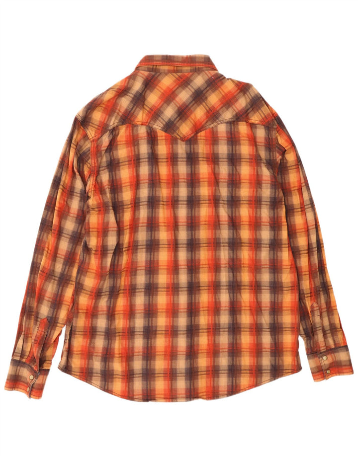 Wrangler Mens Retro Shirt 2XL Brown Check Cotton