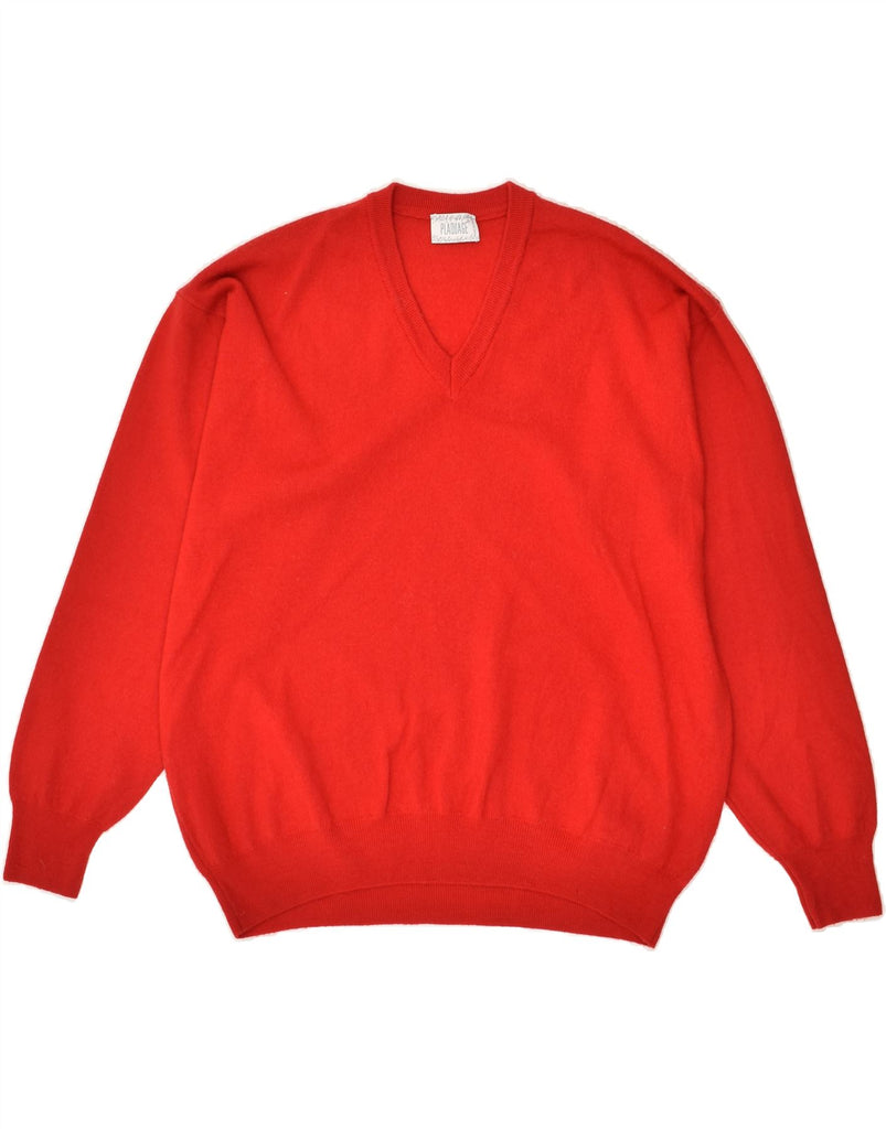 VINTAGE Mens V-Neck Jumper Sweater IT 54 XL Red Virgin Wool | Vintage Vintage | Thrift | Second-Hand Vintage | Used Clothing | Messina Hembry 