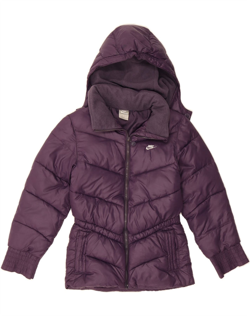 NIKE Girls Hooded Padded Jacket 10-11 Years Medium Purple Nylon Vintage Nike and Second-Hand Nike from Messina Hembry 