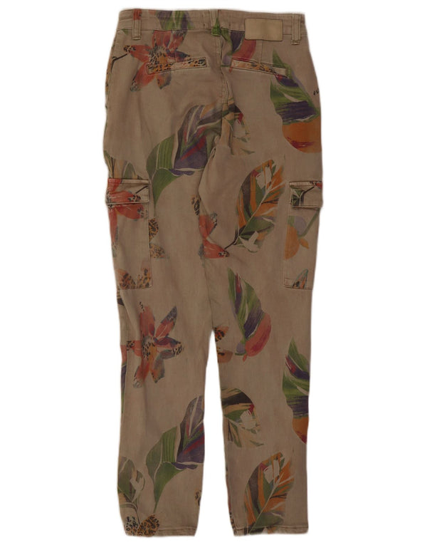Desigual Womens Slim Cargo Trousers EU 38 Medium W28 L27 Beige Floral